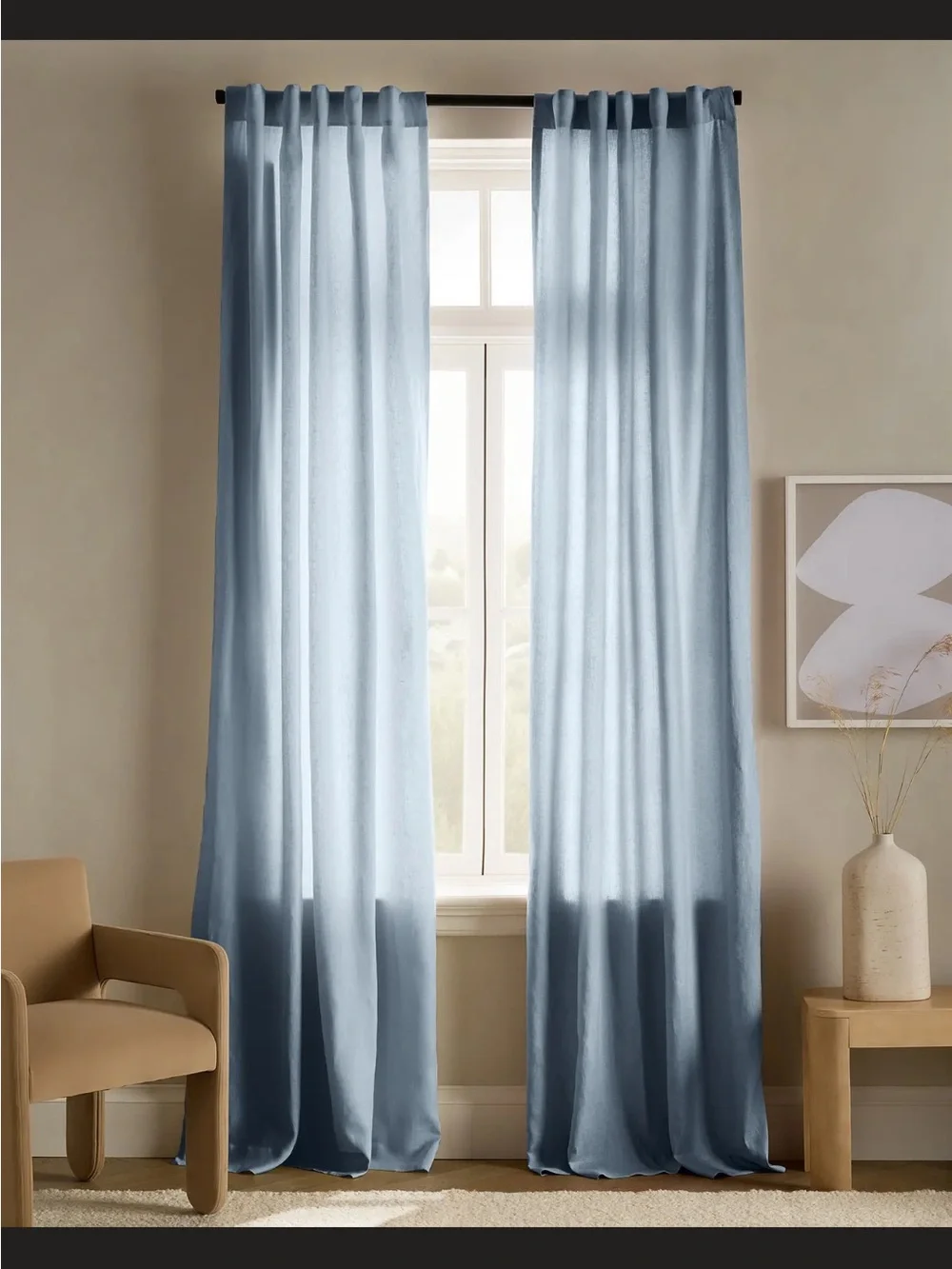 Quince European Linen Single Panel Curtain 48x84 -Chambray